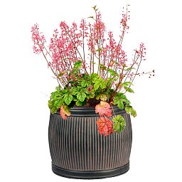 IDEALIST Lite Vertical Ribbed Vintage Style Barrel Round Planter