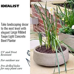 IDEALIST Lite Large Ribbed Light Concrete Bowl Planter
