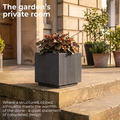IDEALIST Lite Vertical Ribbed Square Effect Outdoor Planter