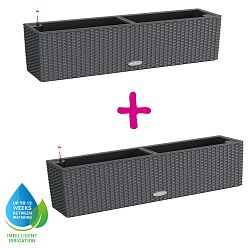 LECHUZA BALCONERA Cottage Trough Poly Resin Self-watering Planter Set