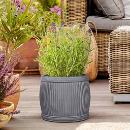IDEALIST Lite Vertical Ribbed Vintage Style Barrel Round Planter