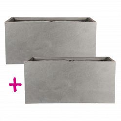 IDEALIST Lite Contemporary Light Concrete Trough Planter Set