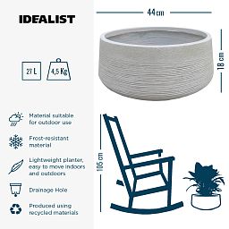 IDEALIST Lite Ribbed Light Concrete Bowl Planter