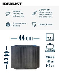 IDEALIST Lite Vertical Ribbed Square Effect Outdoor Planter