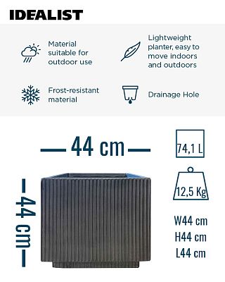 IDEALIST Lite Vertical Ribbed Square Effect Outdoor Planter