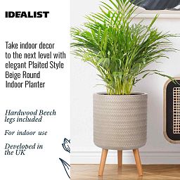 IDEALIST Lite Plaited Style Cylinder Planter on Legs, Round Pot Plant Stand Indoor