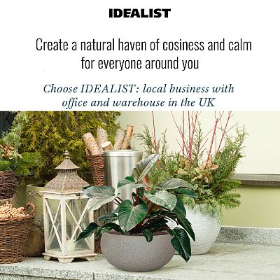 IDEALIST Lite Textured Concrete Effect Bowl Outdoor Planter