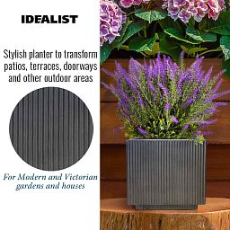IDEALIST Lite Vertical Ribbed Square Effect Outdoor Planter