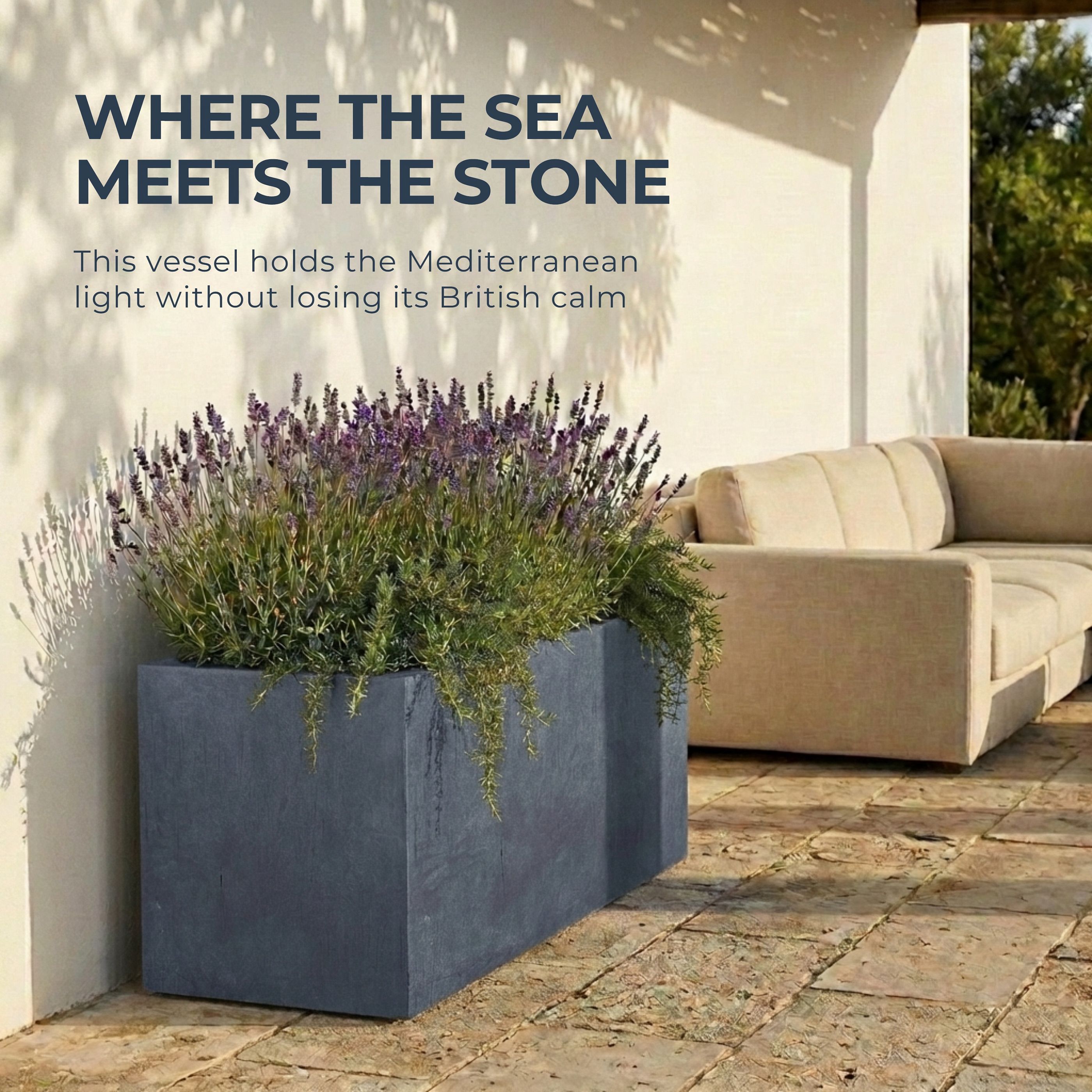 IDEALIST Lite Contemporary Light Concrete High Trough Planter