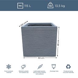 IDEALIST Lite Ribbed Light Concrete Square Planter