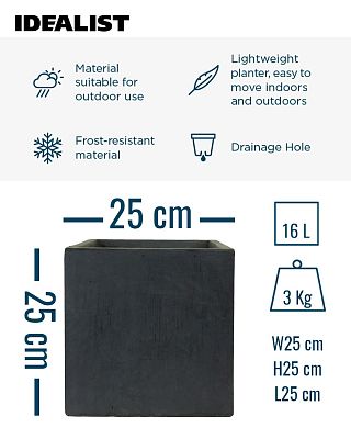 IDEALIST Lite Square Box Contemporary Light Concrete Planter