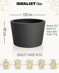 HALO Tapered Round Outdoor Fiberglass Planter