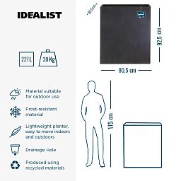 IDEALIST Lite Narrow Contemporary Light Concrete Trough Planter