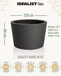 HALO Tapered Round Outdoor Fiberglass Planter