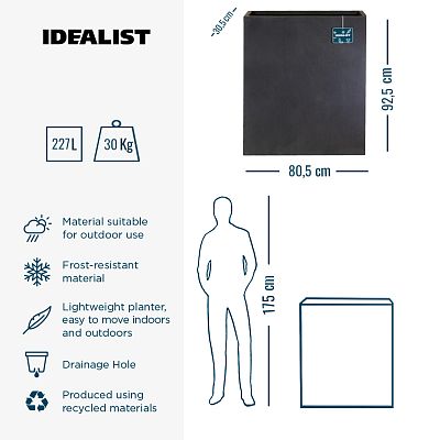 IDEALIST Lite Narrow Contemporary Light Concrete Trough Planter