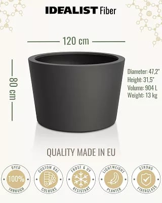 HALO Tapered Round Outdoor Fiberglass Planter