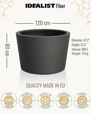 HALO Tapered Round Outdoor Fiberglass Planter