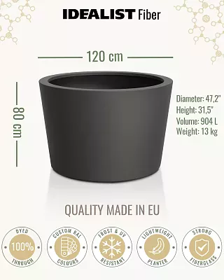 HALO Tapered Round Outdoor Fiberglass Planter