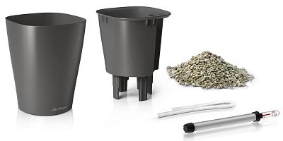 LECHUZA DELTINI|MINI-DELTINI Round Poly Resin Indoor Self-watering Planter