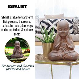 IDEALIST Lite Sitting Baby Monk Rusty Indoor and Outdoor Statue L29.5 W23.5 H39 cm