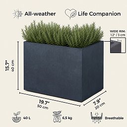 IDEALIST Lite Contemporary Light Concrete Trough Planter