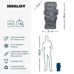 IDEALIST Lite Gnome with a Guitar Oval Plant Pot Outdoor