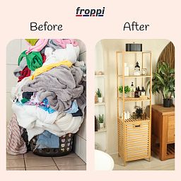 Froppi Wooden Washing Hamper Laundry Basket for Bathrooms