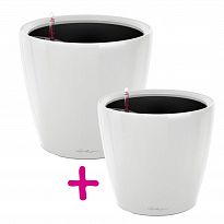 Set of two White High-Gloss LECHUZA CLASSICO LS Self Watering Indoor/O...