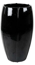 Ceramic Round Tall Lined Glossy Planter Pot In/Out