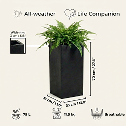 IDEALIST Lite Tall Square Contemporary Light Concrete Planter