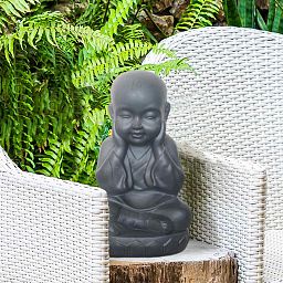 IDEALIST Lite Sitting Baby Monk Grey Indoor and Outdoor Statue L20 W17 H35 cm