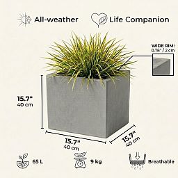IDEALIST Lite Square Box Contemporary Light Concrete Planter