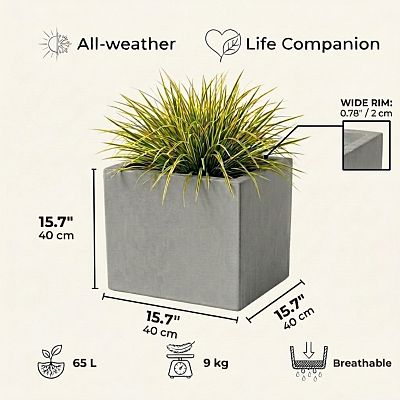 IDEALIST Lite Square Box Contemporary Light Concrete Planter