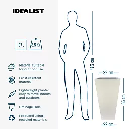 IDEALIST Lite Tall Tapered Contemporary Light Concrete Planter