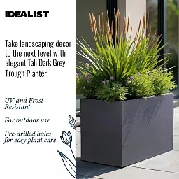 IDEALIST Lite Contemporary Light Concrete Trough Planter Set