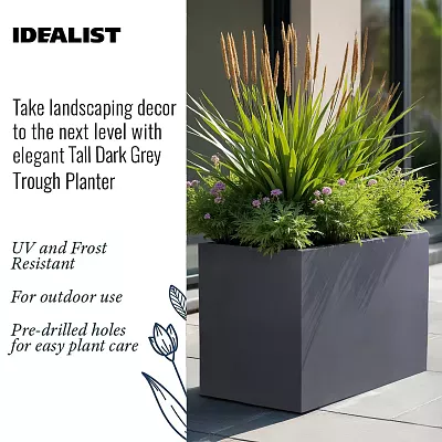 IDEALIST Lite Contemporary Light Concrete Trough Planter Set