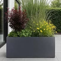 IDEALIST Lite Contemporary Trough Garden Planter, Faux Lead Dark Grey ...