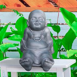 Resting Baby Monk Grey Indoor and Outdoor Statue by Idealist Lite L31 W22.5 H26 cm