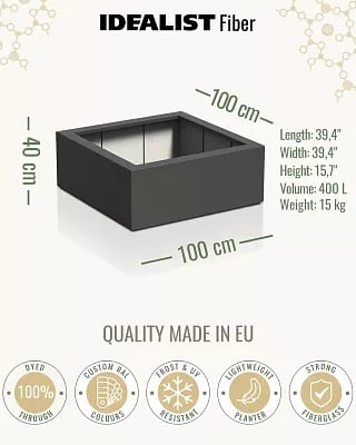 PURE Low Cube Outdoor Fiberglass Planter