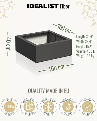 PURE Low Cube Outdoor Fiberglass Planter
