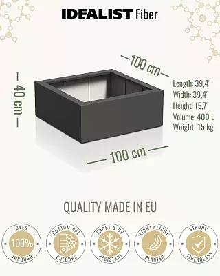 PURE Low Cube Outdoor Fiberglass Planter