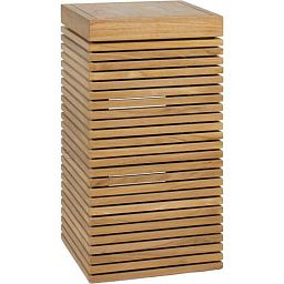 Modulo Pedestal Natural Teak Square Tall Polystone Indoor Planter