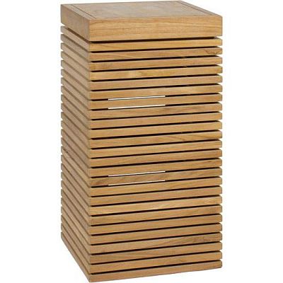 Modulo Pedestal Natural Teak Square Tall Polystone Indoor Planter