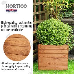 Rustic Scandinavian Redwood Square Outdoor Open Planter Made in UK by HORTICO