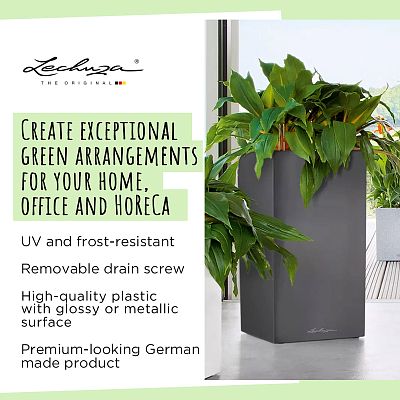 LECHUZA CANTO High Square Tall Poly Resin Self-watering Planter