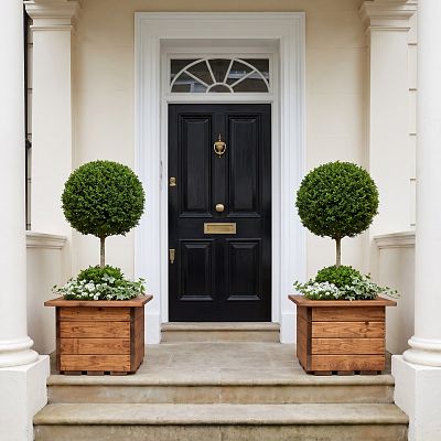 Rustic Scandinavian Redwood Square Outdoor Planter Made in UK by HORTICO