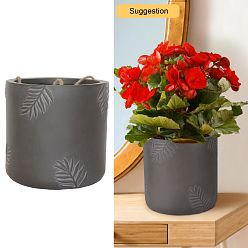 Leaf Embossed Table Indoor Cylinder Round Plant Pot by Idealist Lite