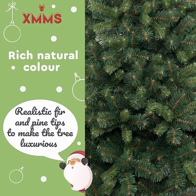 XMMS Birmingham Artificial Christmas Tree with Tree Skirt & Cotton Gloves Mixed Pine and Fir Green N