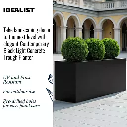Set of 2 IDEALIST Lite Trough Garden Planters, Light Concrete Outdoor Large Plant Pots