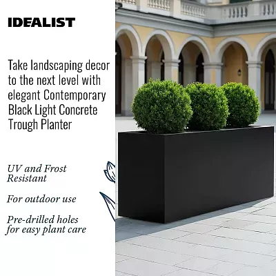 Set of 2 IDEALIST Lite Trough Garden Planters, Light Concrete Outdoor Large Plant Pots
